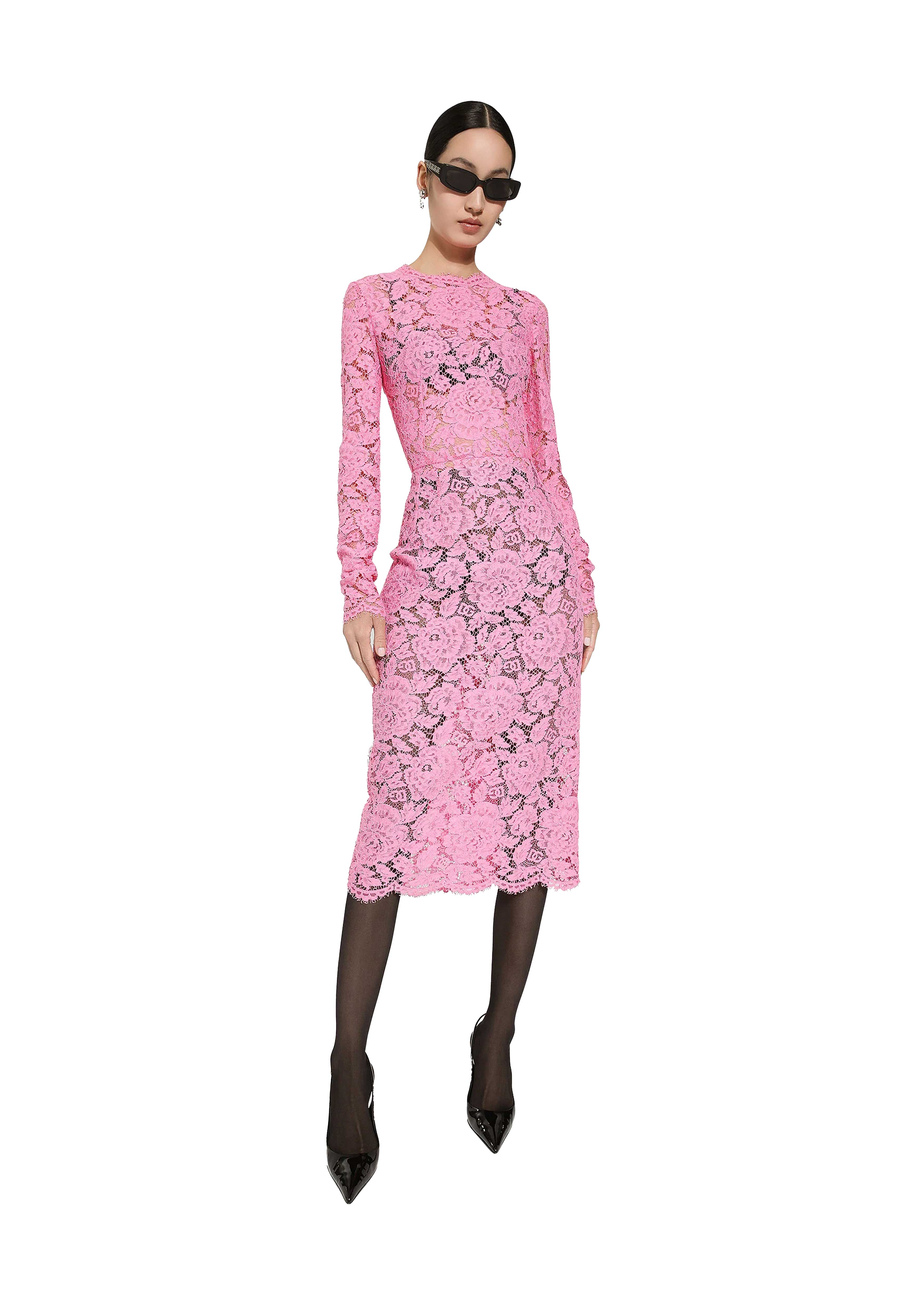 DOLCE GABBANA LACE DRESS PINK 42 Oberrauch Zitt